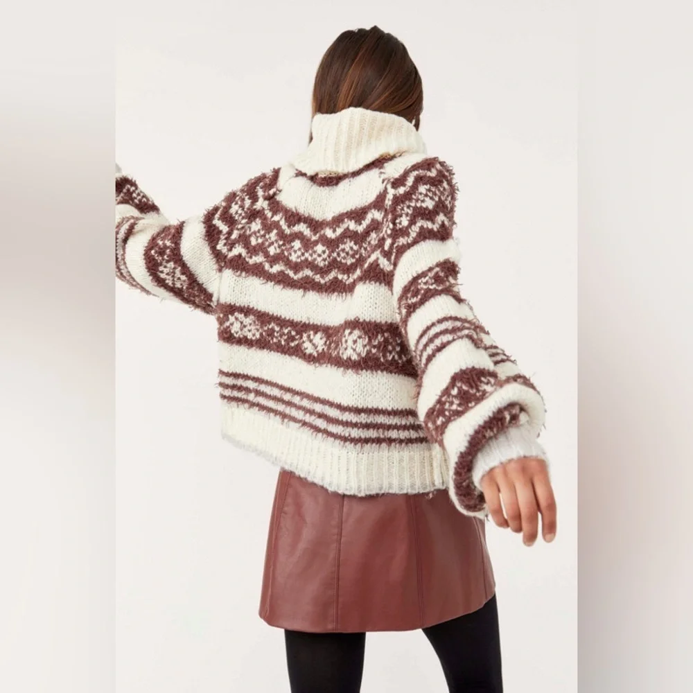 FREE PEOPLE Check Me Out Sweater NEW Winter Fog Size XS